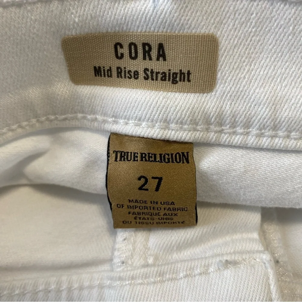 True Religion Cora White Mid Rise Straight - Size 27 - Picture 12 of 15